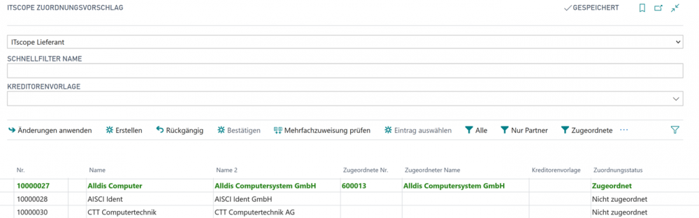 Zuordnungsliste