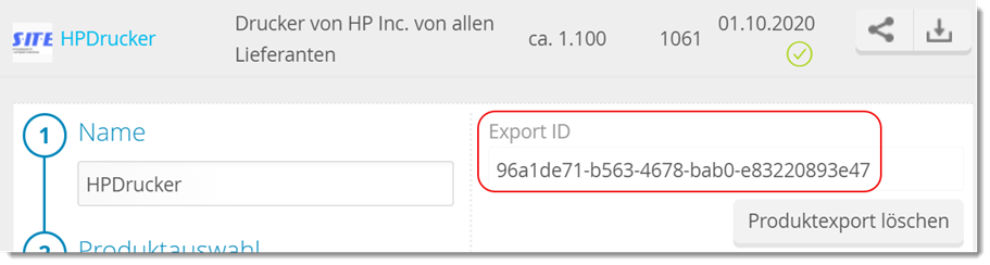 Katalogartikelabruf über ITscope Exporte