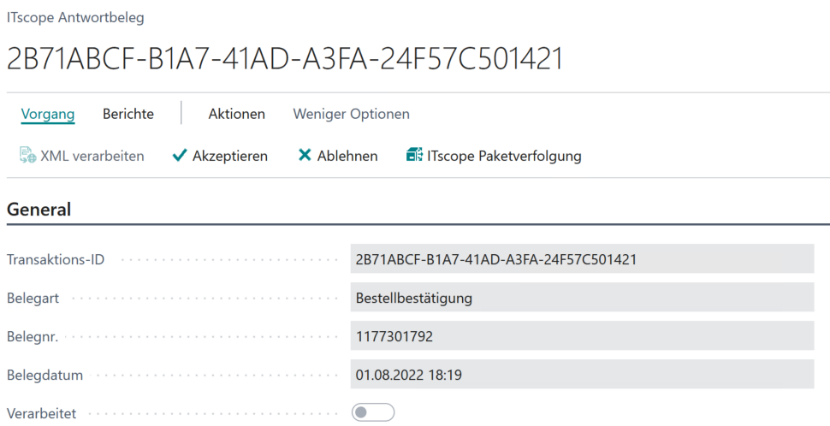 Aktionen für Antwortbelege