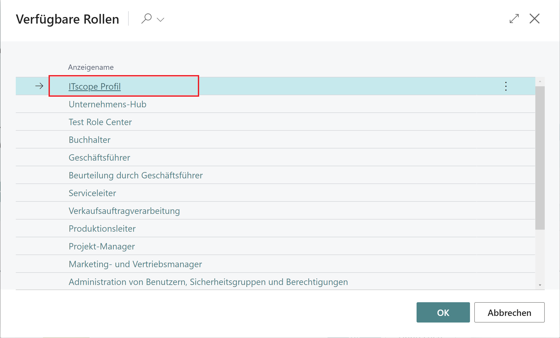 ITscope Einrichtung – RoleCenter