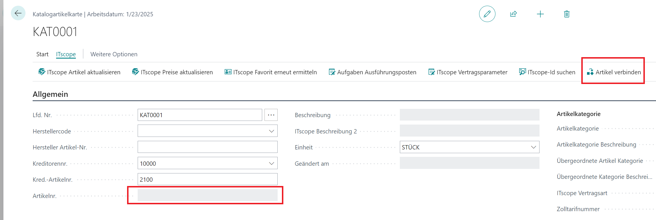 ITscope Artikel Verknüpfen